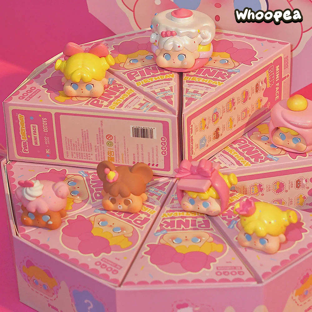 QOQO MINI FACE Pink Birthday Series PVC Figures Blind Box