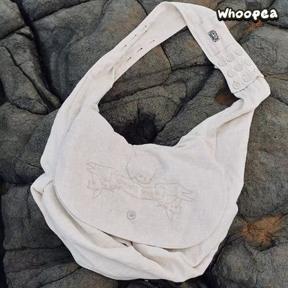 POP MART Hirono Living Wild Freedom Island Cotton Linen Wanderer Bag