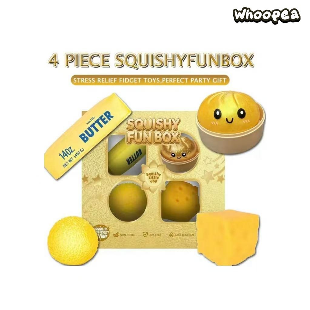 4 Pack Soft Squishy Toys Fun Box, Mixed Slow & Fast Rebound