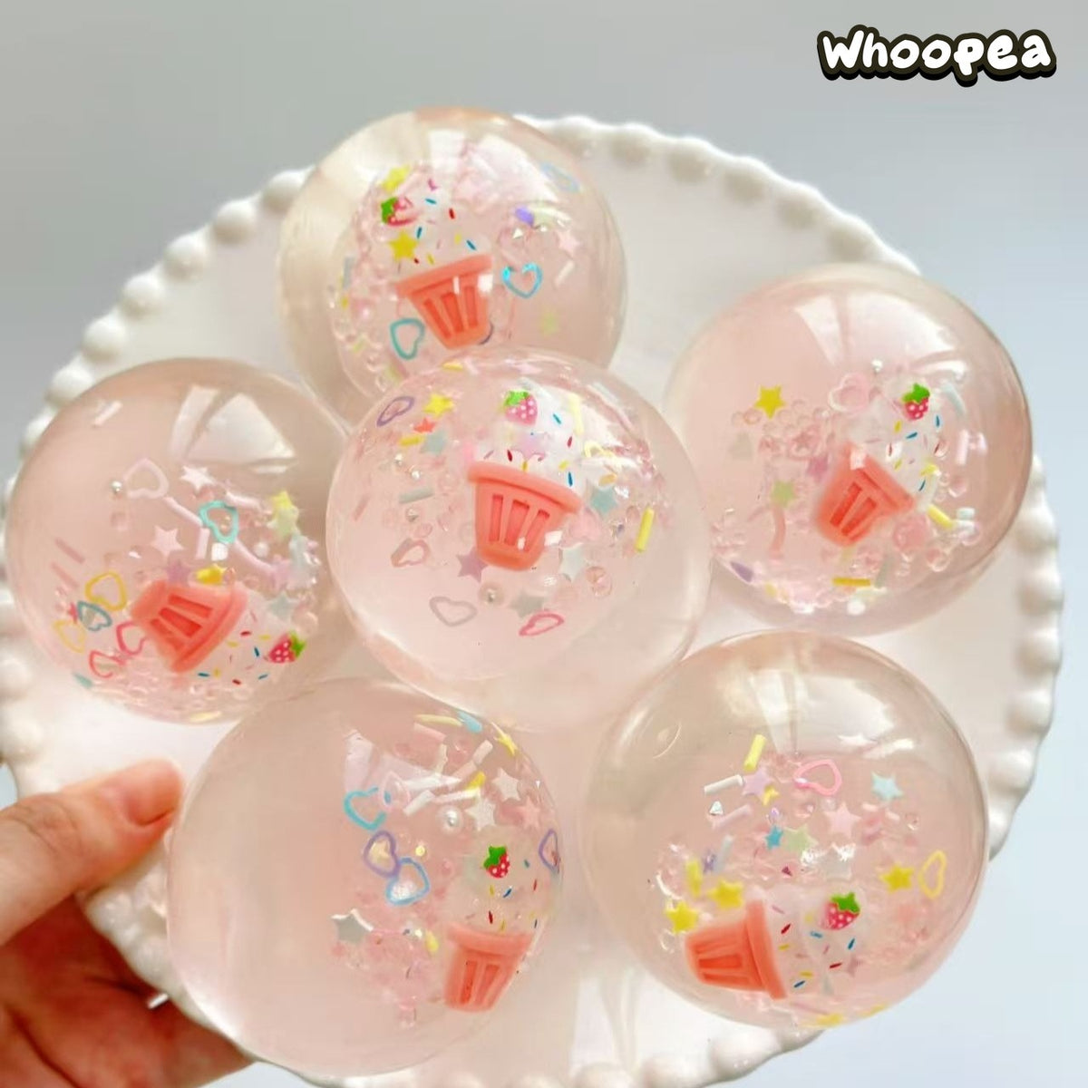 Handmade Crystal Ice Cream Squishy Ball  - Sensory Fidget Toy