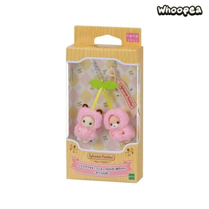 Sylvanian Families Chocolate Rabbit And Fennec Baby Cherry Keychain