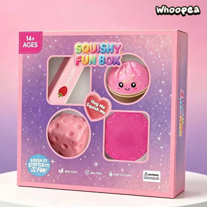 4 Pack Soft Squishy Toys Fun Box, Mixed Slow & Fast Rebound