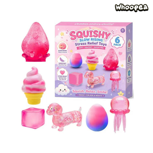 4 Pack Soft Squishy Toys Fun Box, Mixed Slow & Fast Rebound