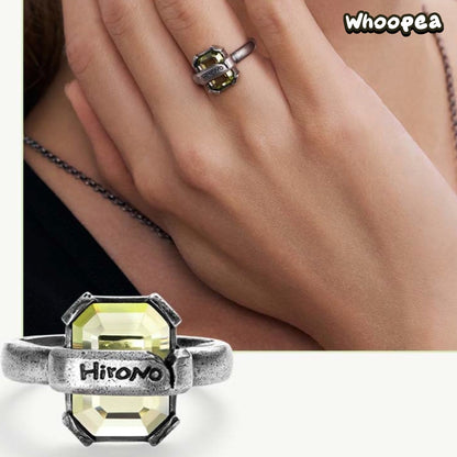 POPOP Jewelry Hirono Series Reshape Olive Green Ring