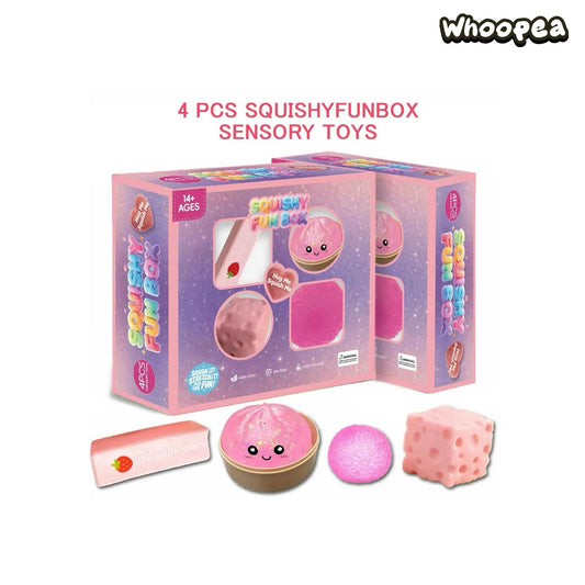4 Pack Soft Squishy Toys Fun Box, Mixed Slow & Fast Rebound