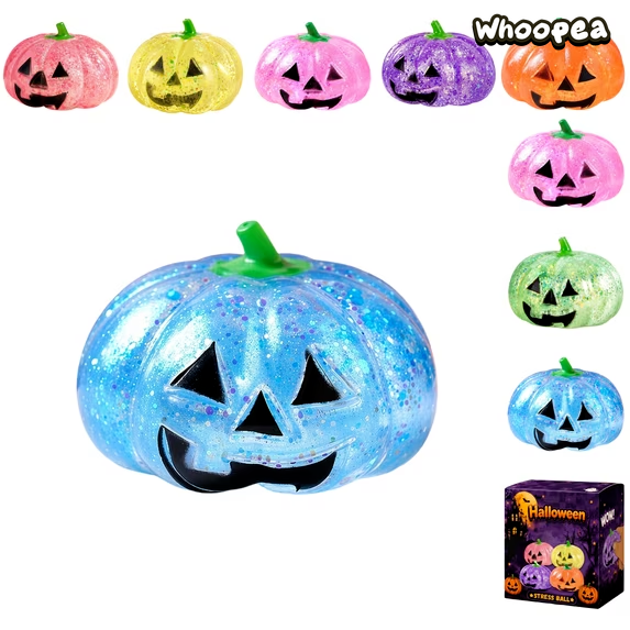 Halloween Glitter Crystal Pumpkin Slow Rising TPR Squishy - Sensory Fidget Toy