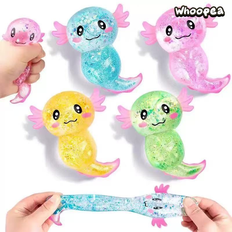 Glitter Crystal Axolotl Slow Rebound TPR Squishy - Sensory Fidget Toy