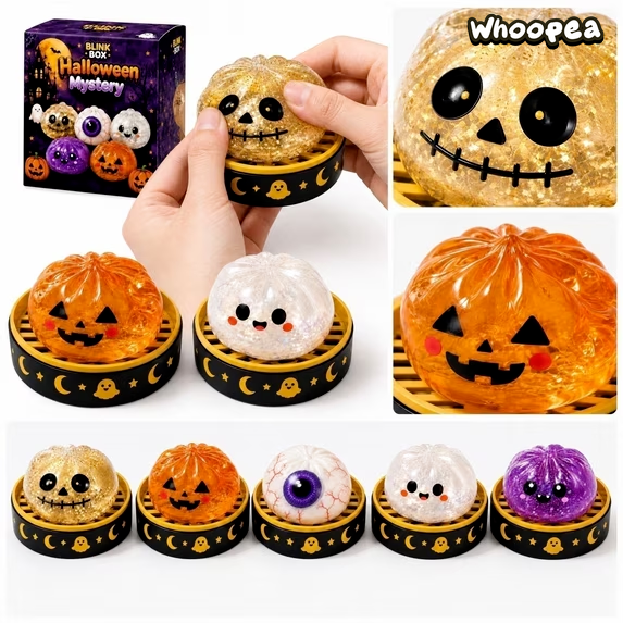 Halloween Glitter Gel‑Filled Dumpling Squishy Toys - Sensory Fidget Toy