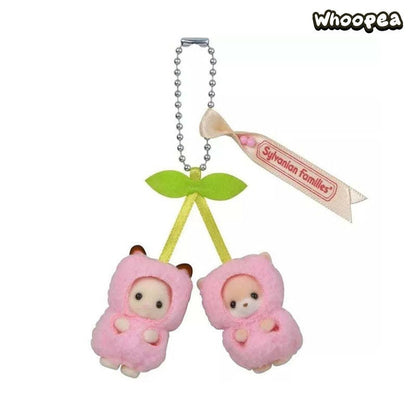 Sylvanian Families Chocolate Rabbit And Fennec Baby Cherry Keychain