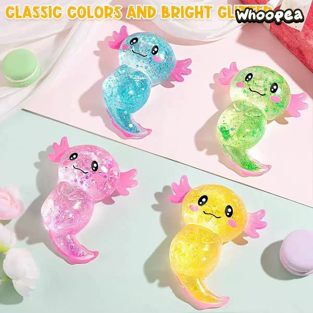 Glitter Crystal Axolotl Slow Rebound TPR Squishy - Sensory Fidget Toy