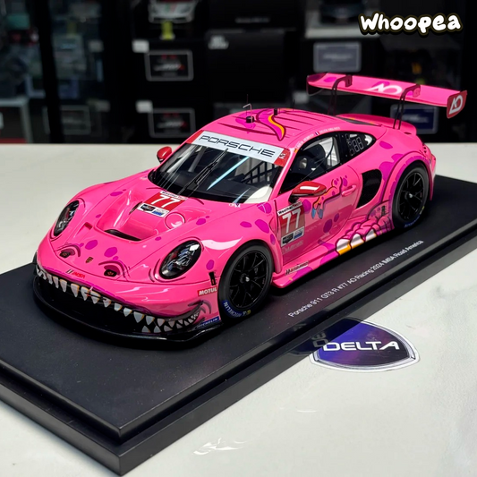 MINI GT 1:64 #1052 Porsche 911 GT3 R #77 Roxy Pink Pig/Dinosaur Diecast Model Car