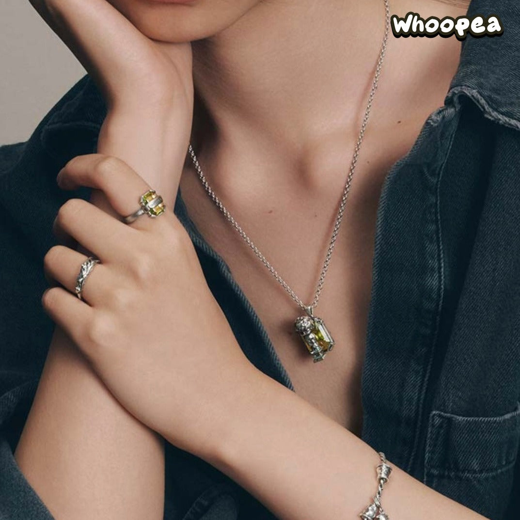 POPOP Jewelry Hirono Series Reshape Olive Green Necklace