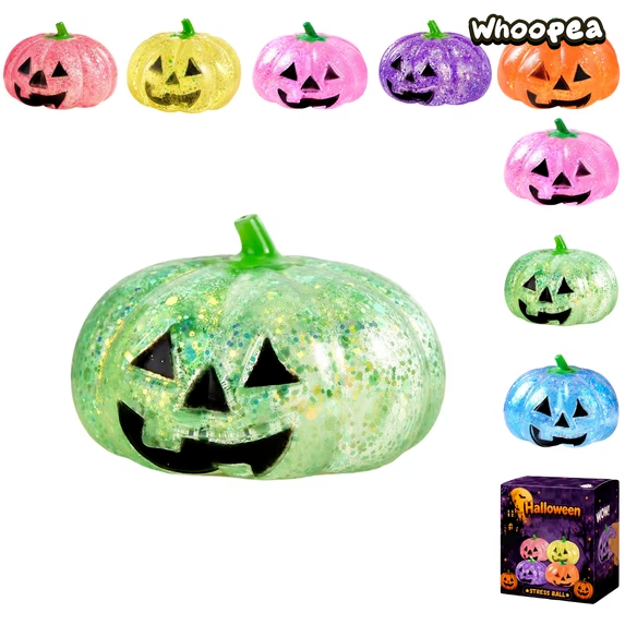 Halloween Glitter Crystal Pumpkin Slow Rising TPR Squishy - Sensory Fidget Toy