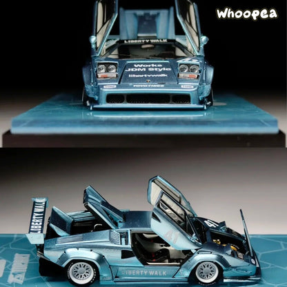 TopArt 1:64 LBWK Lamborghini Countach Widebody (TMCS 2026 Malaysia Event Exclusive - Ice Blue)