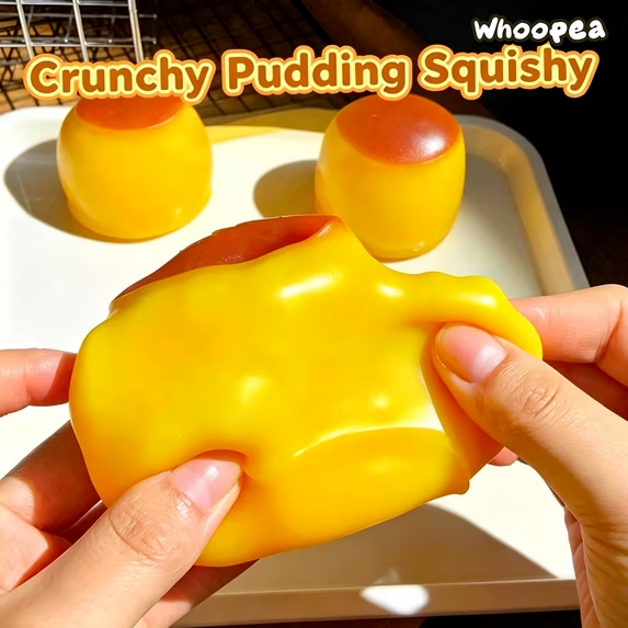 Crunchy Peanut & Pudding Squishy Asmr Bead Filled, Slow Rebound - Sensory Fidget Toy