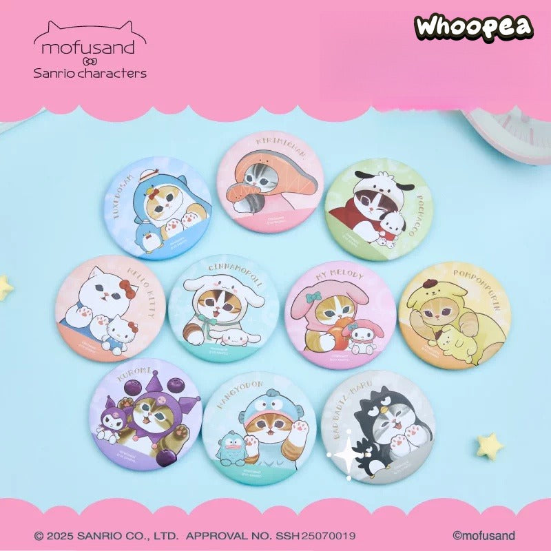 Mofusand x Sanrio Characters Series Matte Can Badge Blind Bag
