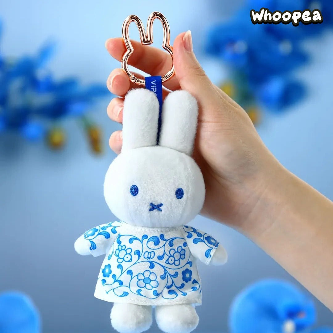 Miffy Chinese Blue And White Porcelain Plush Keychain, Limited Edition (PRE-ORDER)