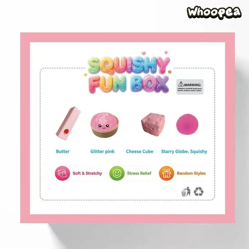 4 Pack Soft Squishy Toys Fun Box, Mixed Slow & Fast Rebound