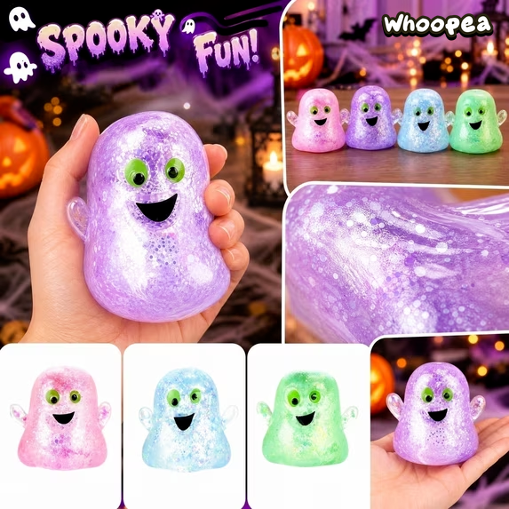 Halloween Glitter Ghost Slow Rising TPR Squishy - Sensory Fidget Toy