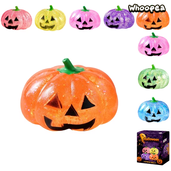 Halloween Glitter Crystal Pumpkin Slow Rising TPR Squishy - Sensory Fidget Toy
