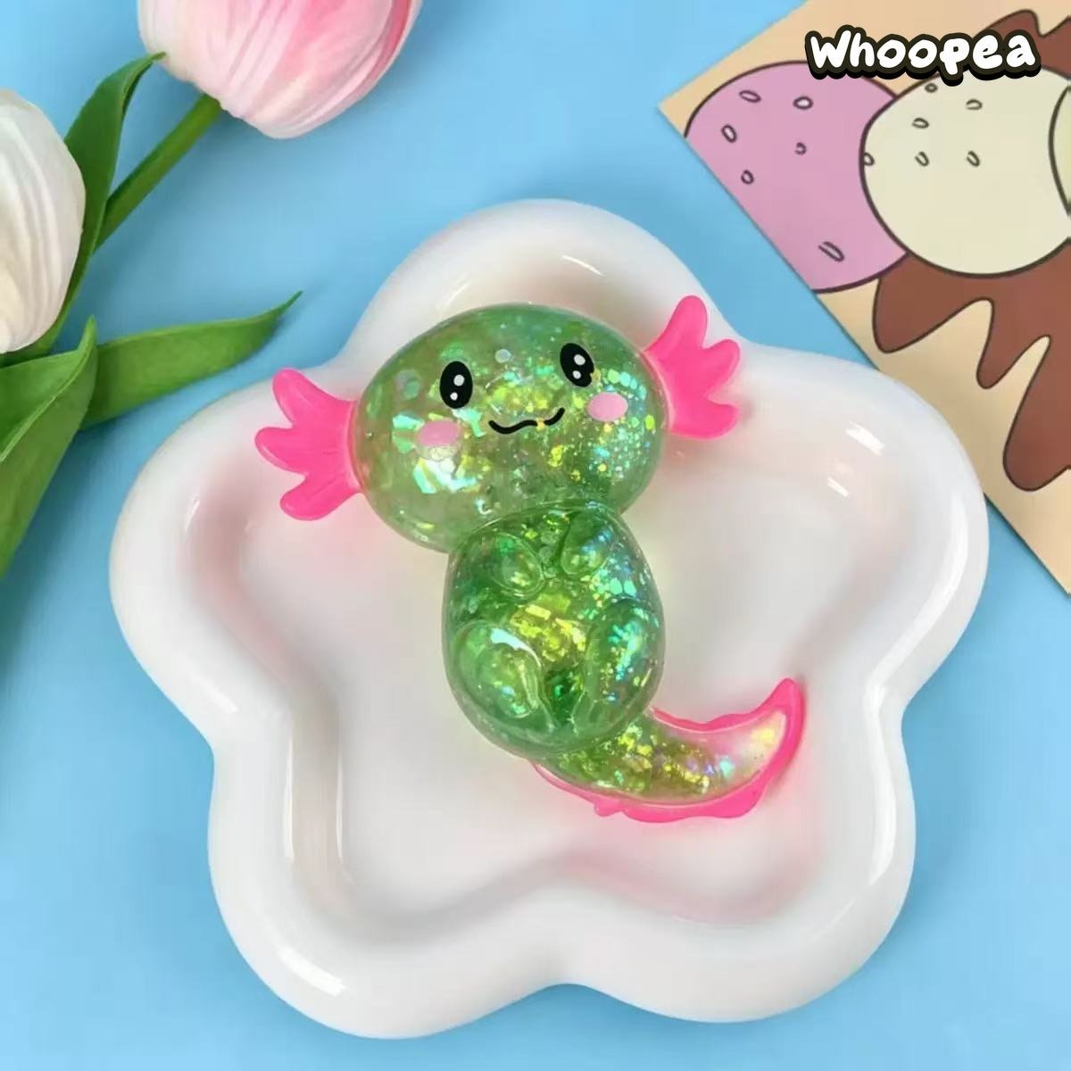 Glitter Crystal Axolotl Slow Rebound TPR Squishy - Sensory Fidget Toy
