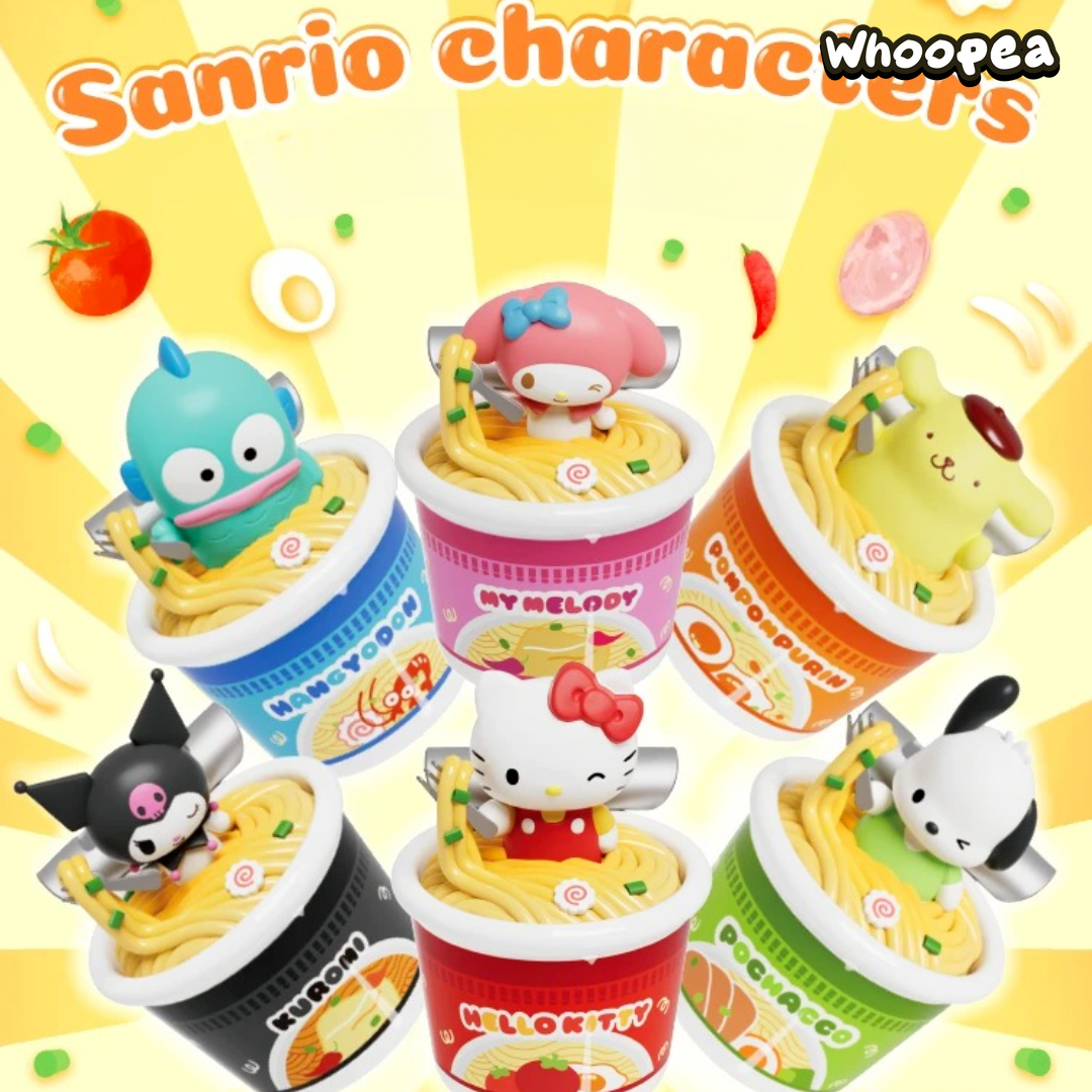 SANRI0 Characters Cup Noodles Series Solar Powered Bobblehead Figure Blind Box