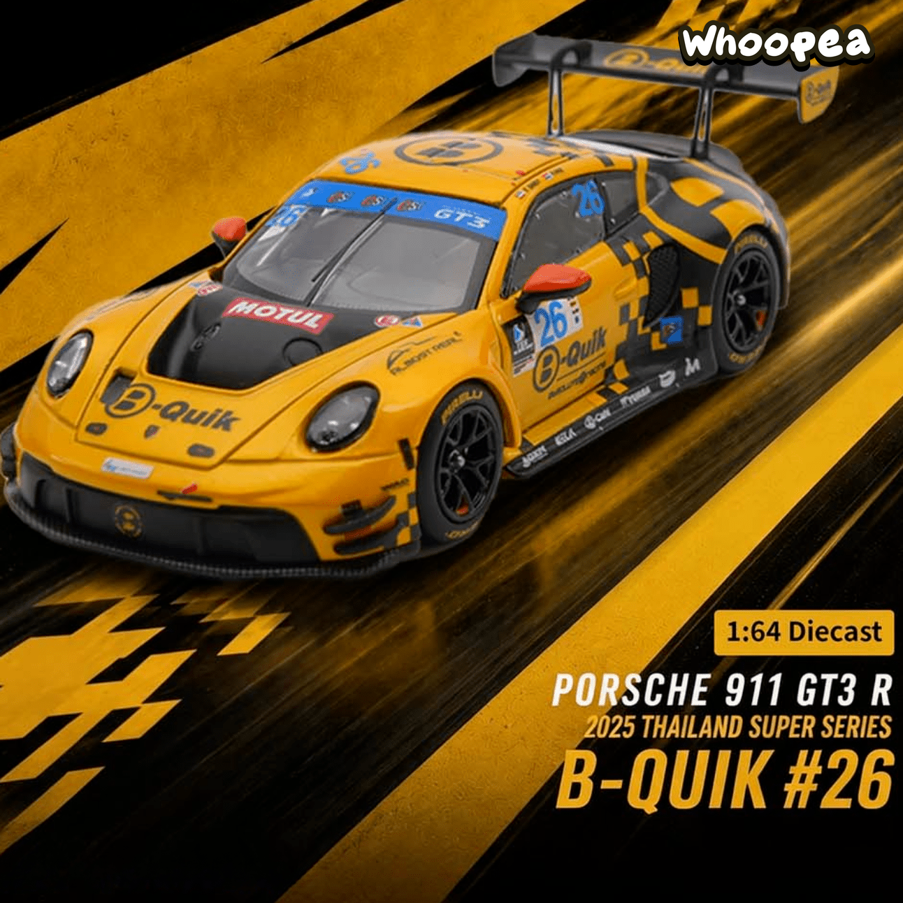 AR Box 1:64 Porsche 911 GT3 R #26 B-Quik Absolute Racing 2025 Thailand Super Series Diecast Model Car
