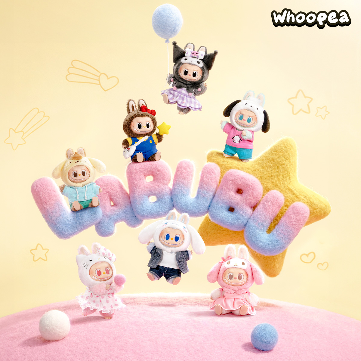THE MONSTERS x Hello Kitty and Friends Series-Vinyl Plush Pendant