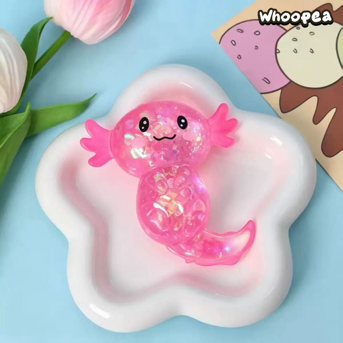 Glitter Crystal Axolotl Slow Rebound TPR Squishy - Sensory Fidget Toy