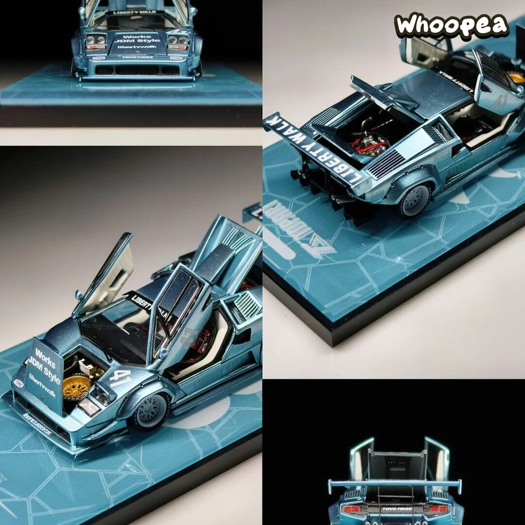 TopArt 1:64 LBWK Lamborghini Countach Widebody (TMCS 2026 Malaysia Event Exclusive - Ice Blue)