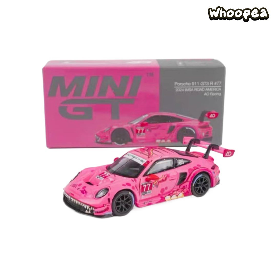 MINI GT 1:64 #1052 Porsche 911 GT3 R #77 Roxy Pink Pig/Dinosaur Diecast Model Car