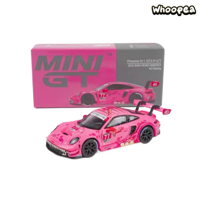 MINI GT 1:64 #1052 Porsche 911 GT3 R #77 Roxy Pink Pig/Dinosaur Diecast Model Car