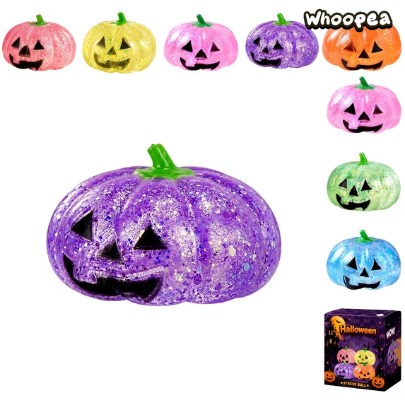Halloween Glitter Crystal Pumpkin Slow Rising TPR Squishy - Sensory Fidget Toy