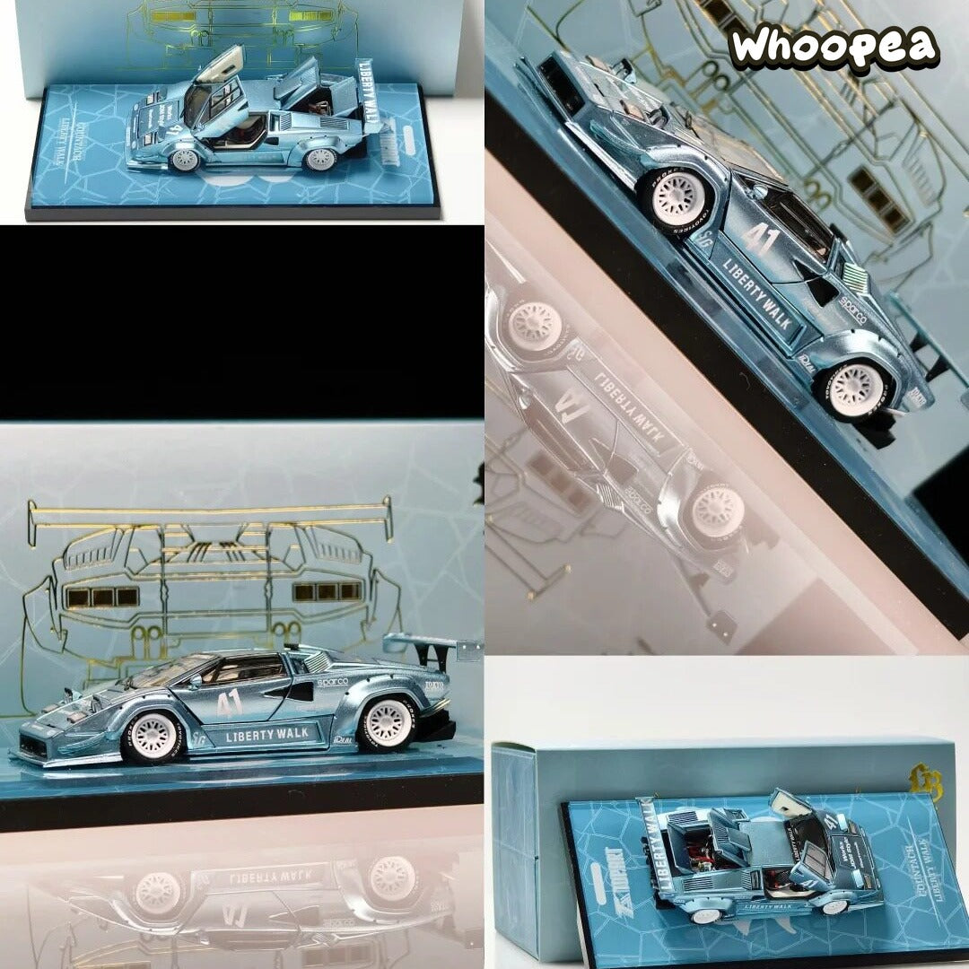 TopArt 1:64 LBWK Lamborghini Countach Widebody (TMCS 2026 Malaysia Event Exclusive - Ice Blue)