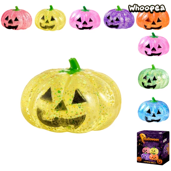 Halloween Glitter Crystal Pumpkin Slow Rising TPR Squishy - Sensory Fidget Toy