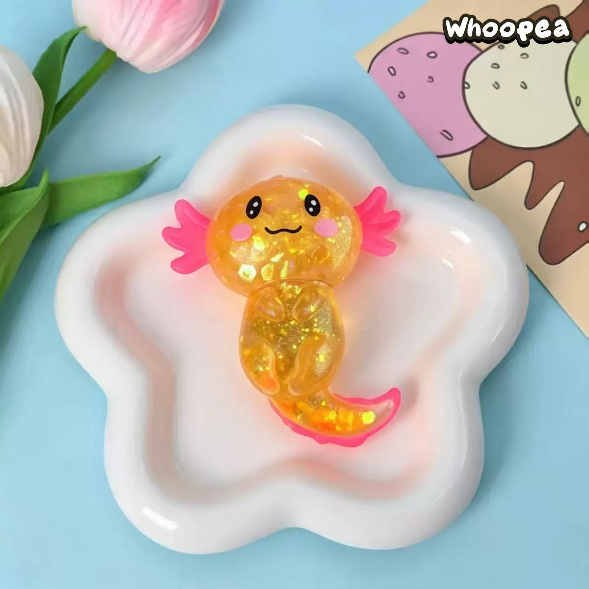 Glitter Crystal Axolotl Slow Rebound TPR Squishy - Sensory Fidget Toy