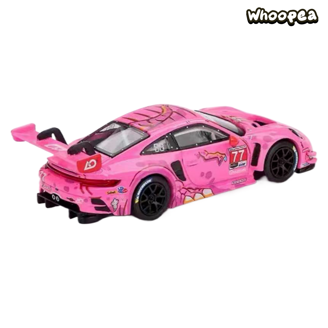 MINI GT 1:64 #1052 Porsche 911 GT3 R #77 Roxy Pink Pig/Dinosaur Diecast Model Car
