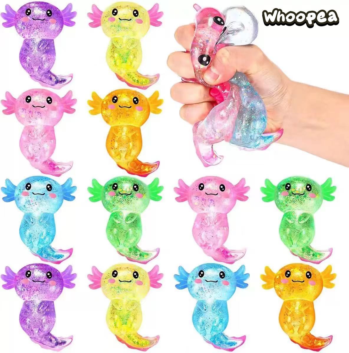 Glitter Crystal Axolotl Slow Rebound TPR Squishy - Sensory Fidget Toy