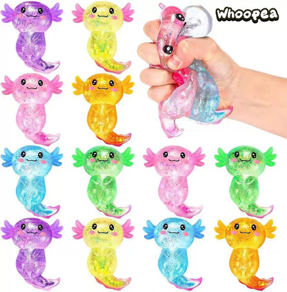 Glitter Crystal Axolotl Slow Rebound TPR Squishy - Sensory Fidget Toy